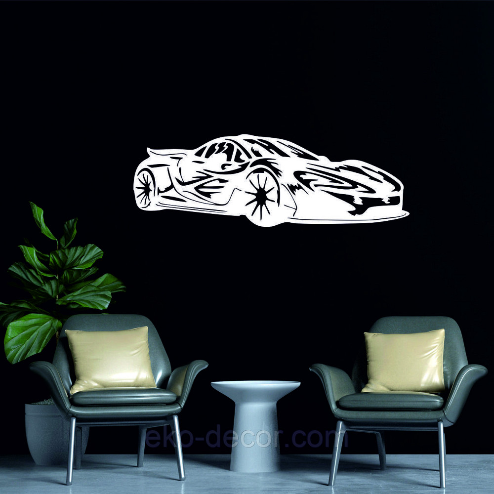 Декоративное настенное Панно «Машина» Декор на стену 70*52 см, Белый Киев - изображение 2