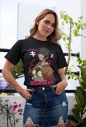 Футболка для хлопчика з аніме принтом Берсерк Манга Стріп Гутс оверсайз (зріст від 165 до 180) Чорний AnimeJ0138m Дніпро
