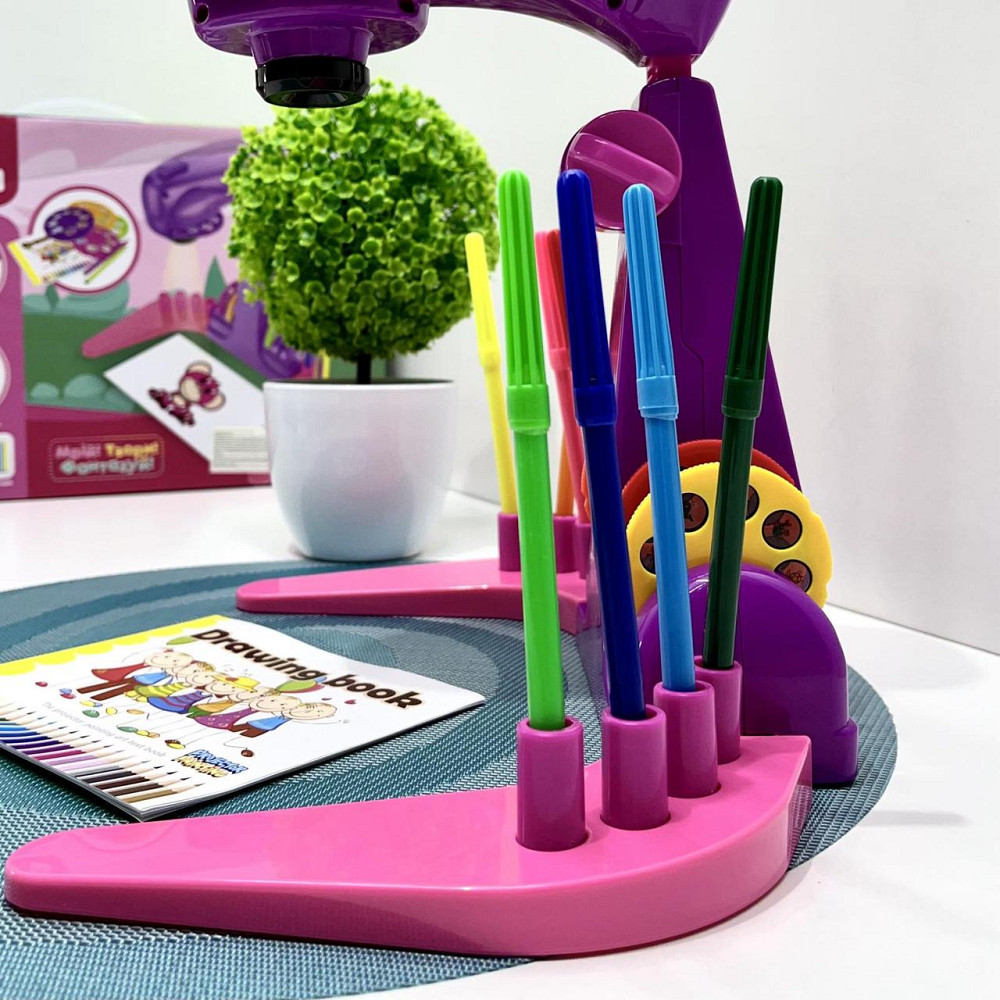 Проектор для малювання 32 слайда фломастери 12шт блокнот Рожевий (AK 0002 AB) Чернигов - изображение 6