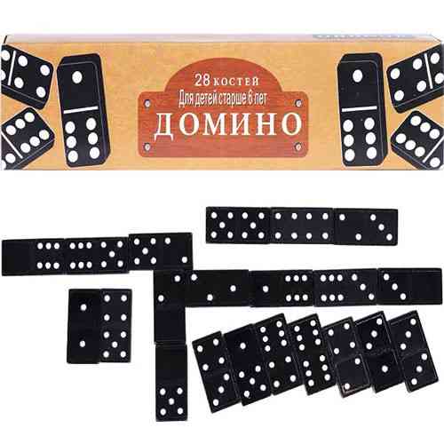 Настільна гра Доміно класичне 28 кісток чорні пластикові фішки в коробці Київ