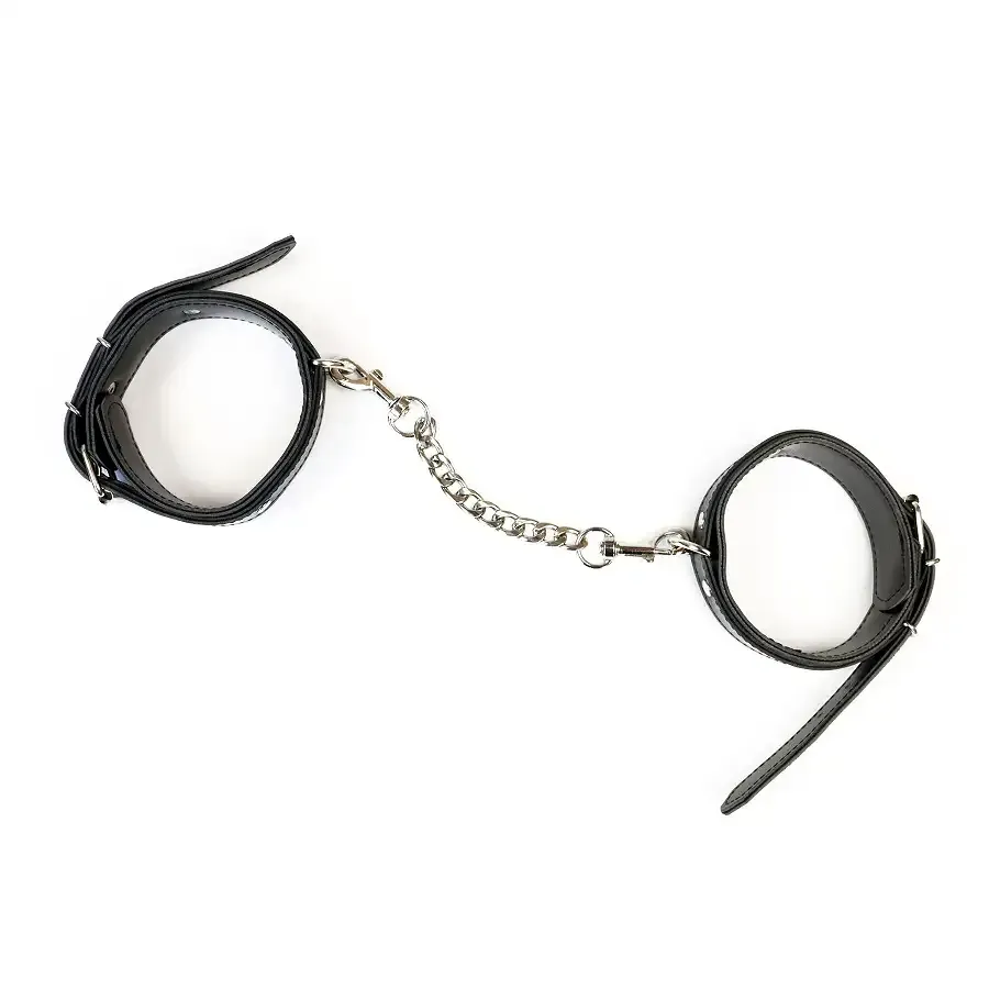 Набір BDSM Art of Sex - Emoji, наручники та поножі, екошкіра, чорний Львів - фото 3