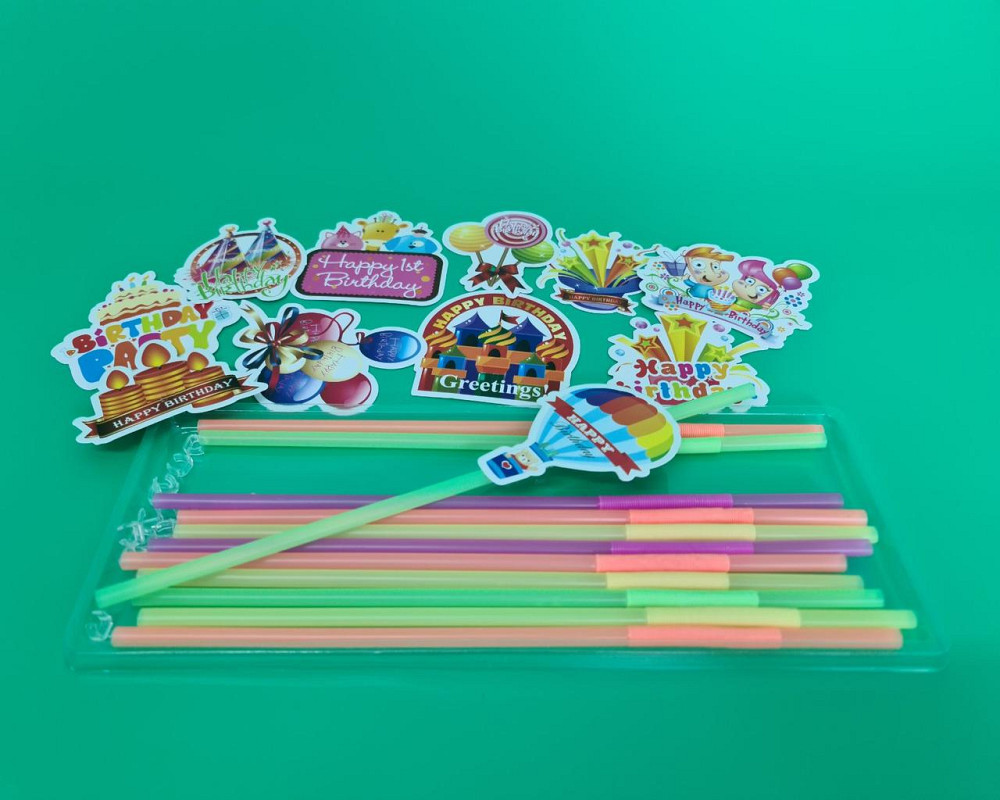 Соломка-трубочка "День народження" d6-260мм люминесц (12)*500 (1 шт) Харків - фото 1