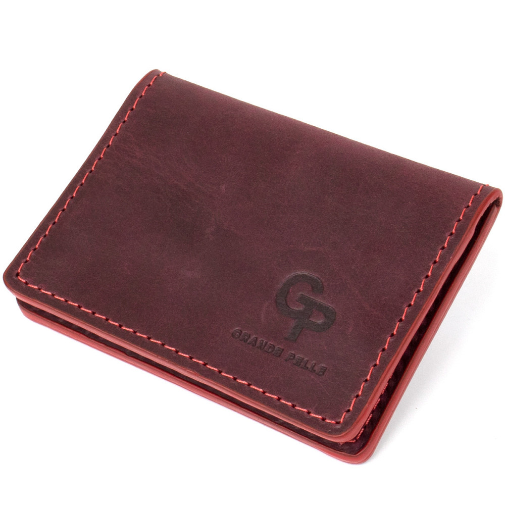 Шкіряна візитниця Бордовий (GRANDE PELLE) Київ - фото 15