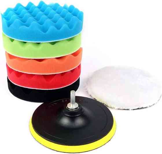 Комплект насадок для полировки авто, 6 шт + диск 12,5 см Киев