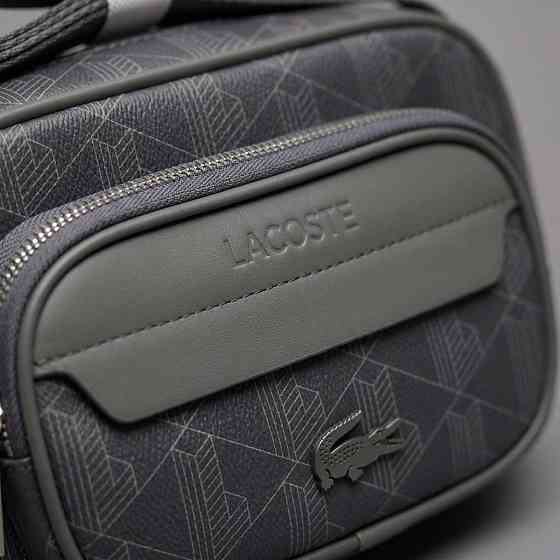 Чоловіча брендова сумка, борсетка на плече Лакоста, Lacoste (3651) grey Київ