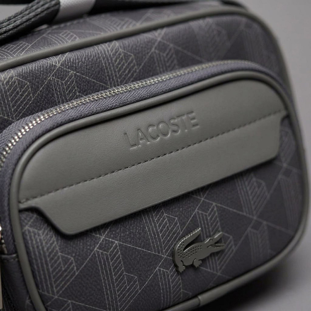 Чоловіча брендова сумка, борсетка на плече Лакоста, Lacoste (3651) grey Київ - фото 6