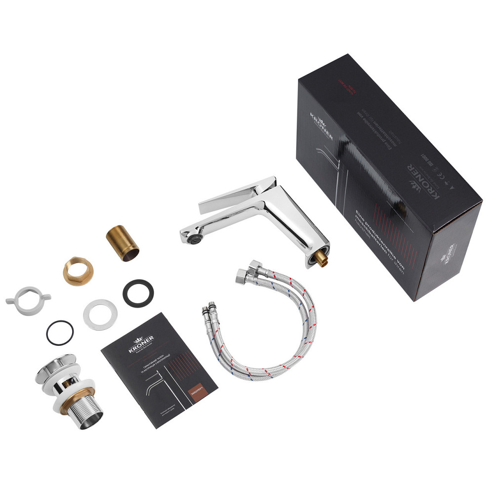 Смеситель для раковины Kroner KRP Ersel - C0111BV с донным клапаном Киев - изображение 9