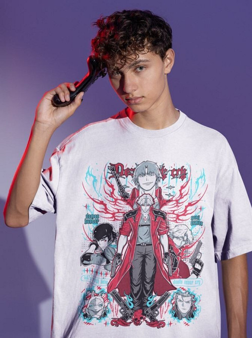 Футболка для хлопчика з аніме принтом Девіл Май Крй Данте оверсайз (зріст від 165 до 180) Чорний AnimeJ1100m Дніпро - фото 4