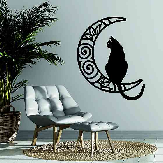 Декоративне настінне Панно «Кіт на місяці» Декор на стіну Київ