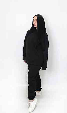 Жіночий спортивний теплий костюм тринитка на флісі XL-2XL Чорний Харків