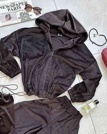 Жіночий теплий повсякденний велюровий костюм, спорт велюр Шоколад, 48/52 Одеса