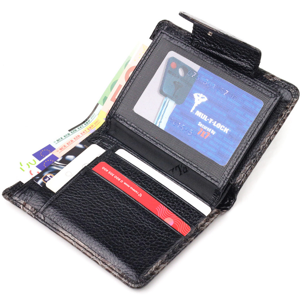 Вместительный вертикальный женский кошелек из натуральной кожи с тиснением под змею CANPELLINI 21676 Разноцветный Киев - изображение 6