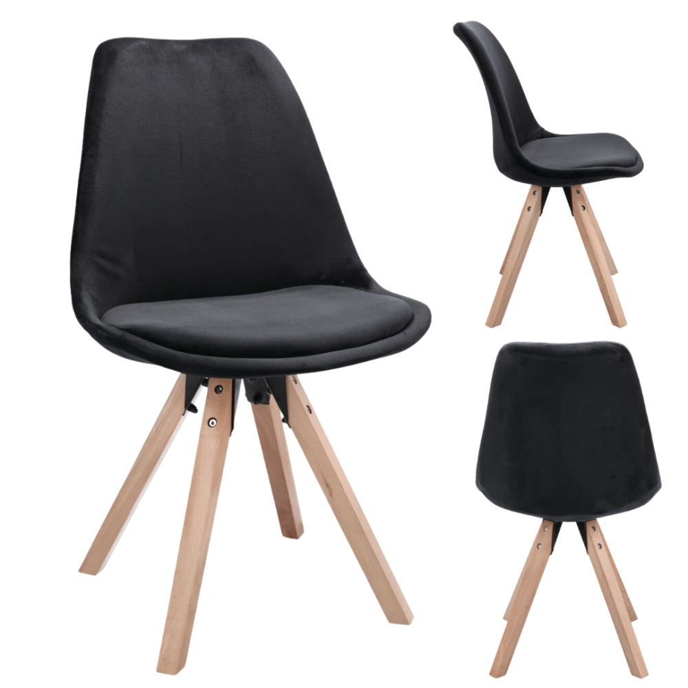 Стілець Saida Jumi у скандинавському стилі з дерев'яними ніжками чорний Київ - фото 1