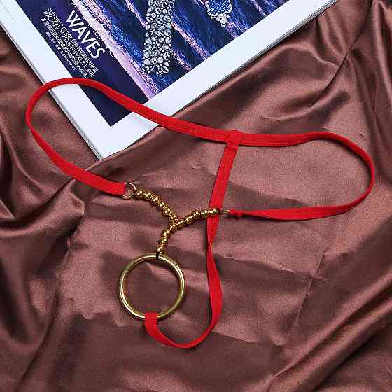 Мужские стринги с кольцом универсальный красный Киев