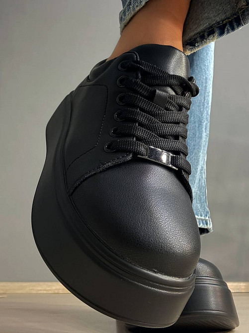 Кеды женские Hengji 537-5 кожаные на платформе черные, 40, 25,5 см Киев - изображение 17