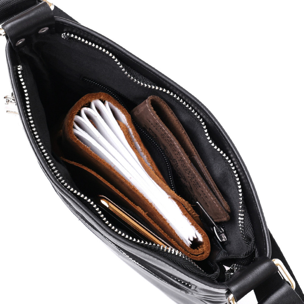 Шкіряна сумка через плече для чоловіків SHVIGEL 11602 Чорний Київ - фото 5