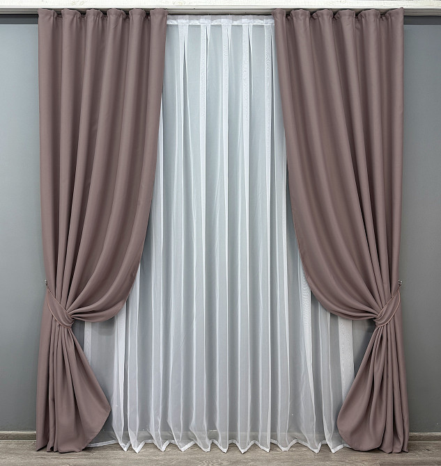 Комплект готовых штор VR-Textil Bagema Rvs № 1245ш Пудровый 100х295 см 2 шт (31-921) Киев - изображение 2