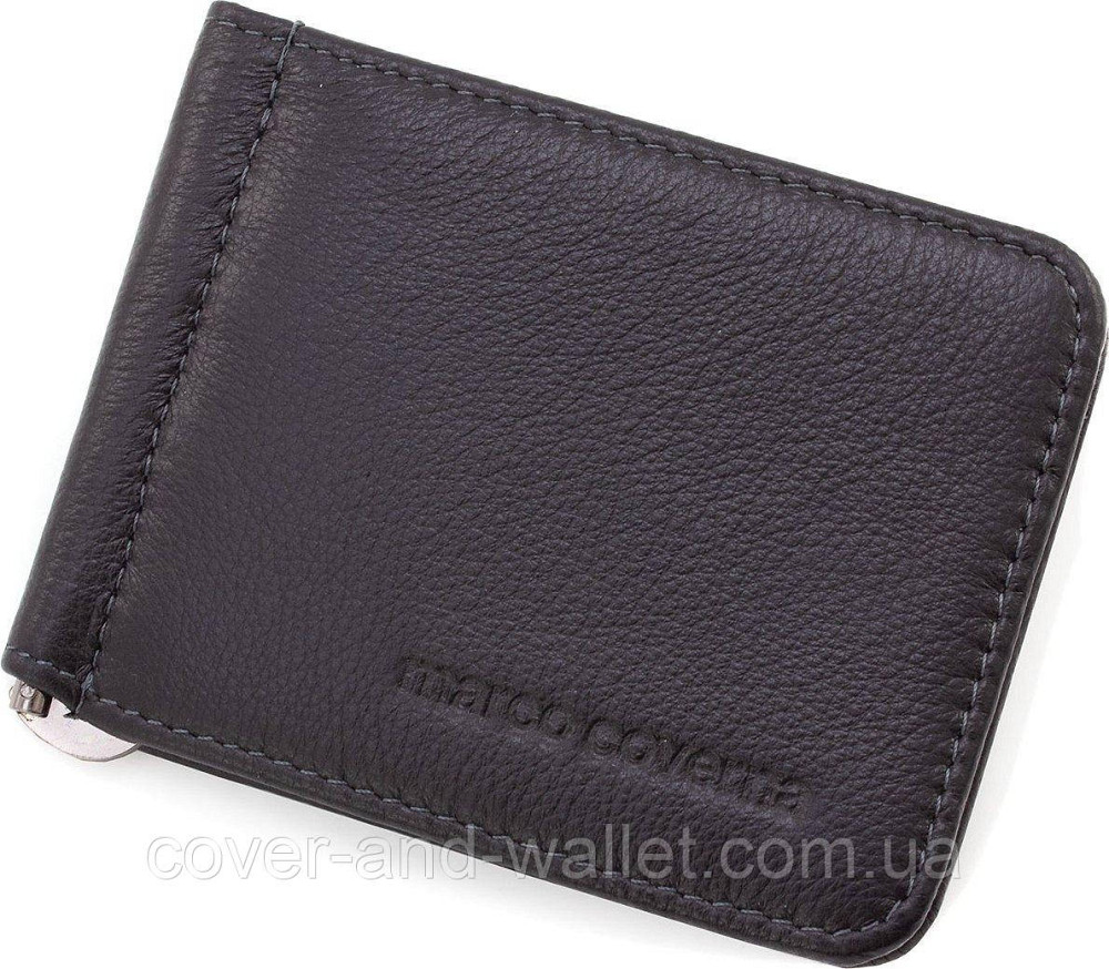 Тонкий кожаный зажим для денег на магнитах с монетницей Marco Coverna 22-124 Киев - изображение 1