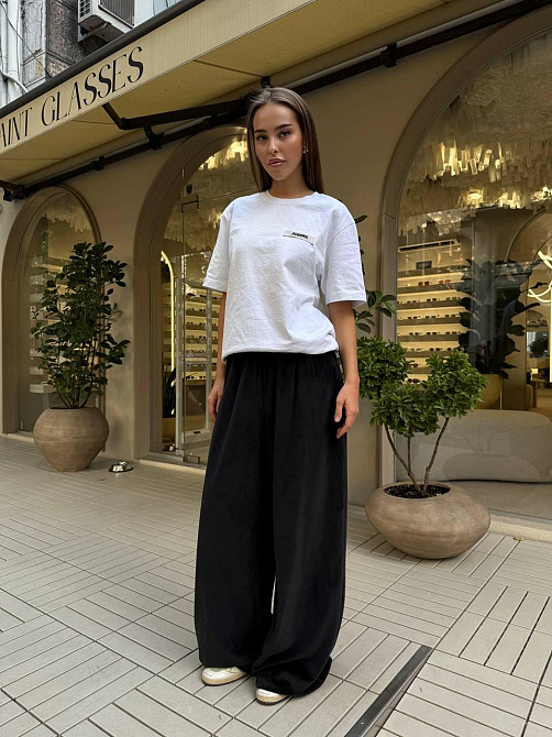 Женские базовые объемные брюки в стиле оверсайз турецкий велюр Одесса - изображение 1