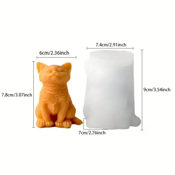 Силиконовая форма-молд для свечи «Котик сидячий» 9×7,4×7 см – термостойкий силикон Киев