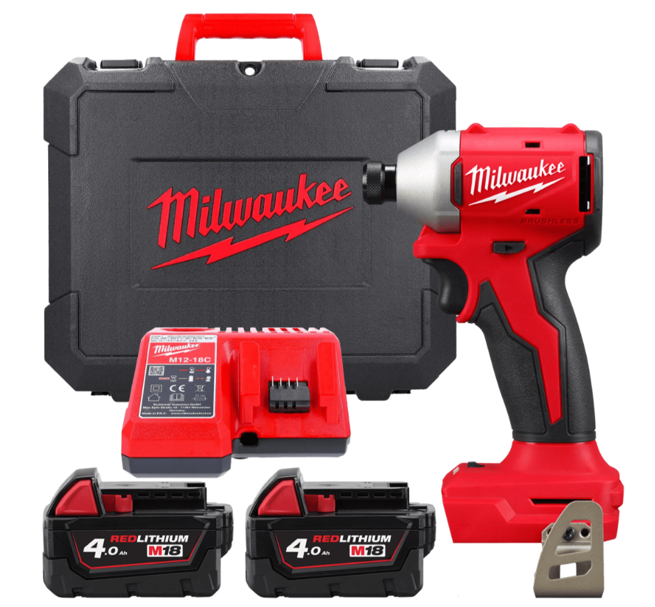 Шуруповерт ударний акумуляторний безщітковий 1/4'' HEX MILWAUKEE, M18 BLIDRC-402C, 190Нм (зарядний пристрій М12-18 С, 2 акумулят Одеса - фото 1