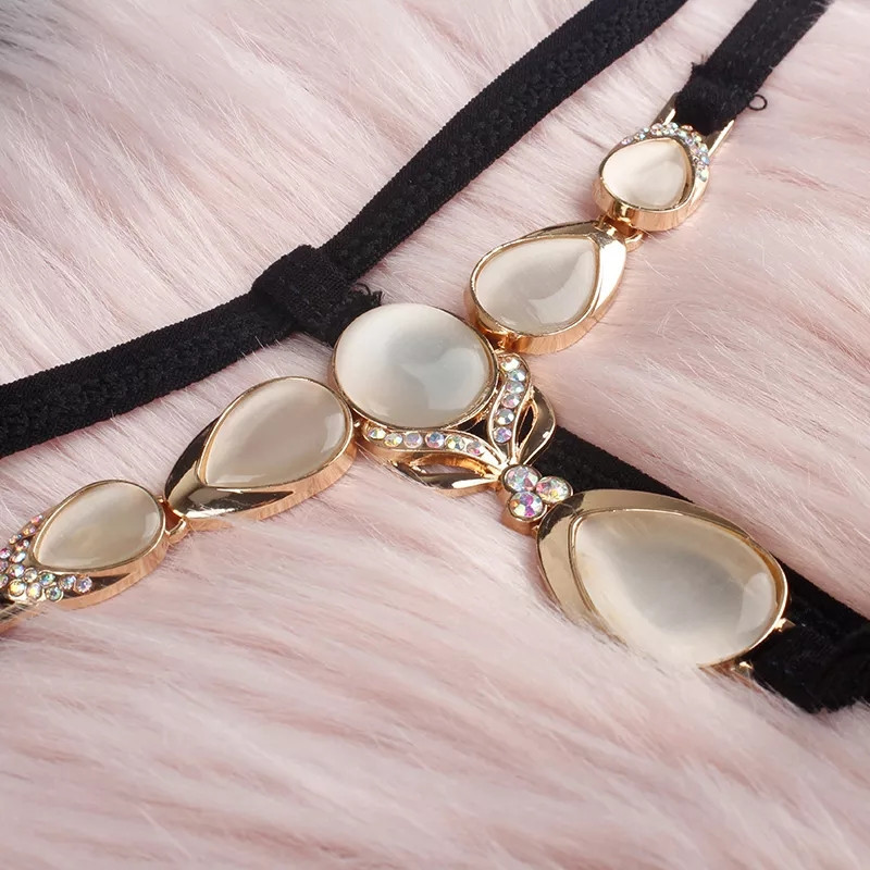 Трусики з каменями чорного кольору - розмір універсальний (на резинці) Київ - фото 4