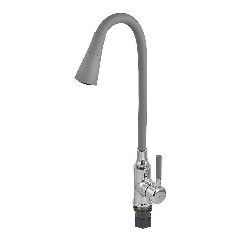 Кухонный смеситель Zerix Atrium-011-T Refl.GRAY, хром с серым силиконовым изливом (ZX4718) Харьков - изображение 7