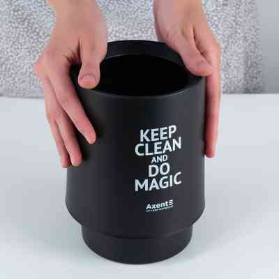 Кошик для паперів Axent Настільний контейнер для сміття, круглий, чорний (2131-01-A) Вінниця