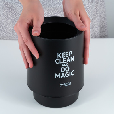 Кошик для паперів Axent Настільний контейнер для сміття, круглий, чорний (2131-01-A) Вінниця - фото 5