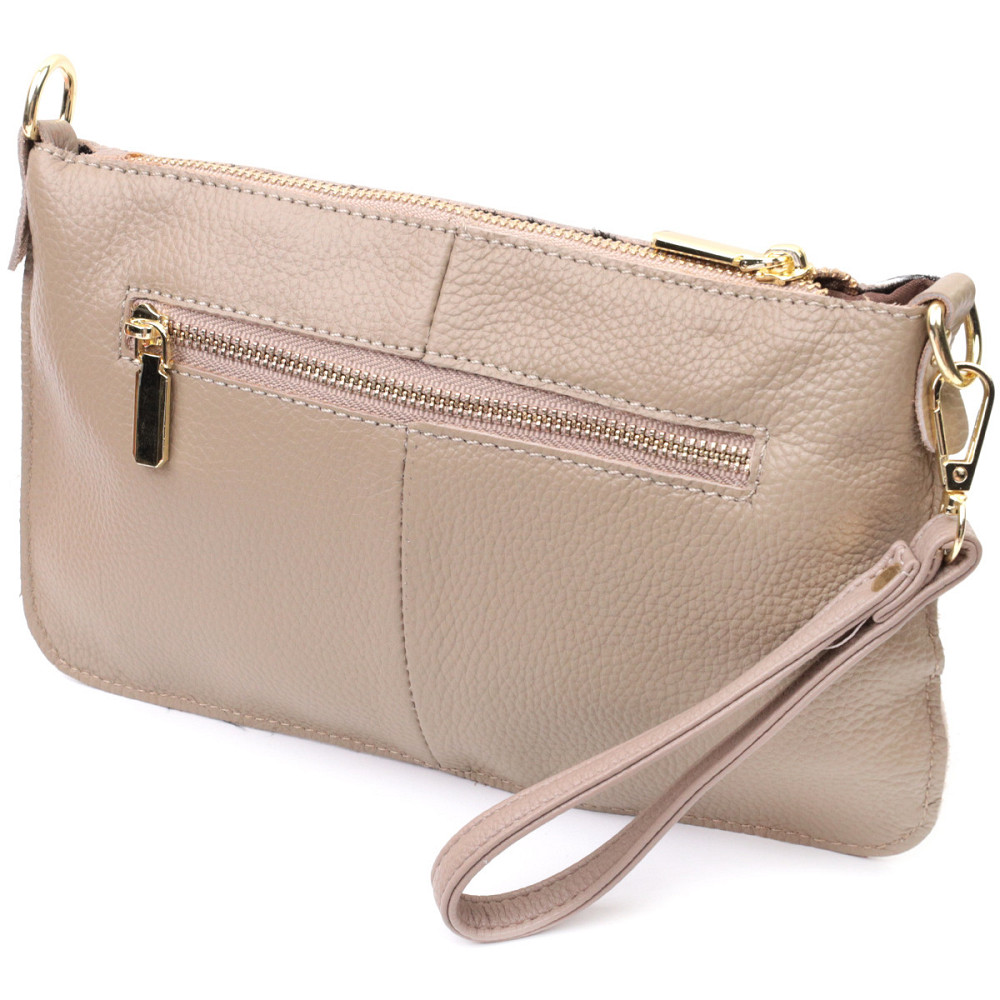 Жіноча сумка-клатч з двома ременями з натуральної шкіри Vintage 22643 Бежева Київ - фото 2