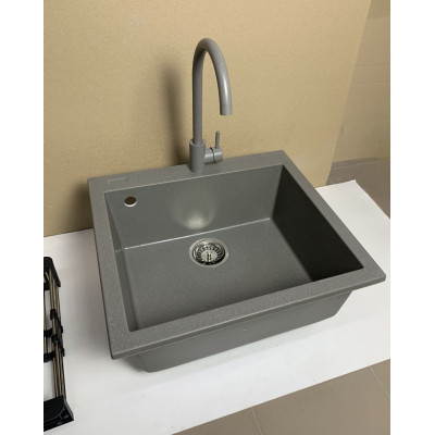 Мойка кухонная Adamant Univer сірий + змішувач + дозатор + ополіскувач склянок + коландер (4824296106604) Винница - изображение 7