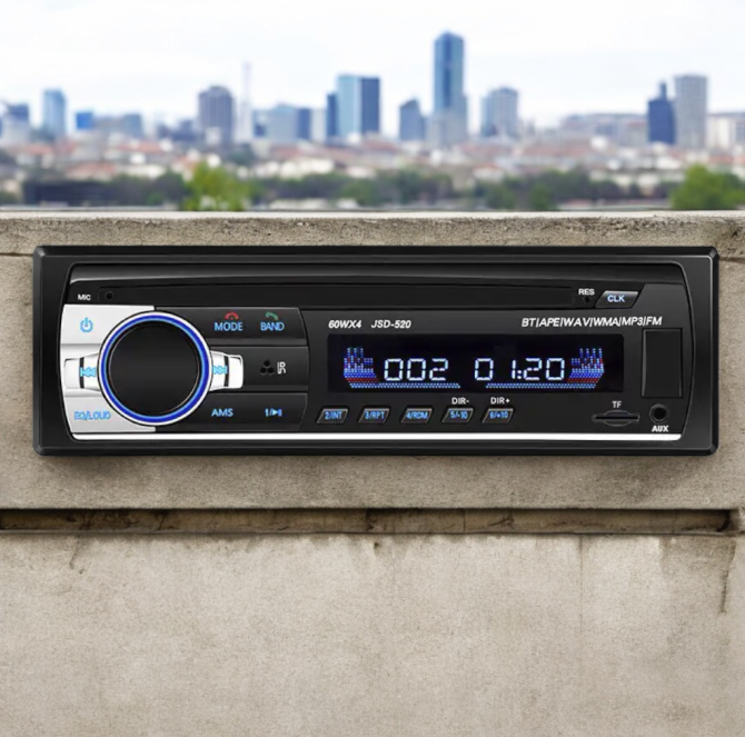 Автомагнитола 1DIN Bluetooth MP3 SA 520 ISO FM-тюнер,AUX-вход,4 x 50 Вт, пульт ДУ, SD-карта Киев - изображение 1