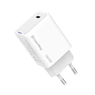 Зарядное устройство ColorWay GaN Mini 65W PD Port PPS USB-C white (CW-CHS049PD-WT) Винница