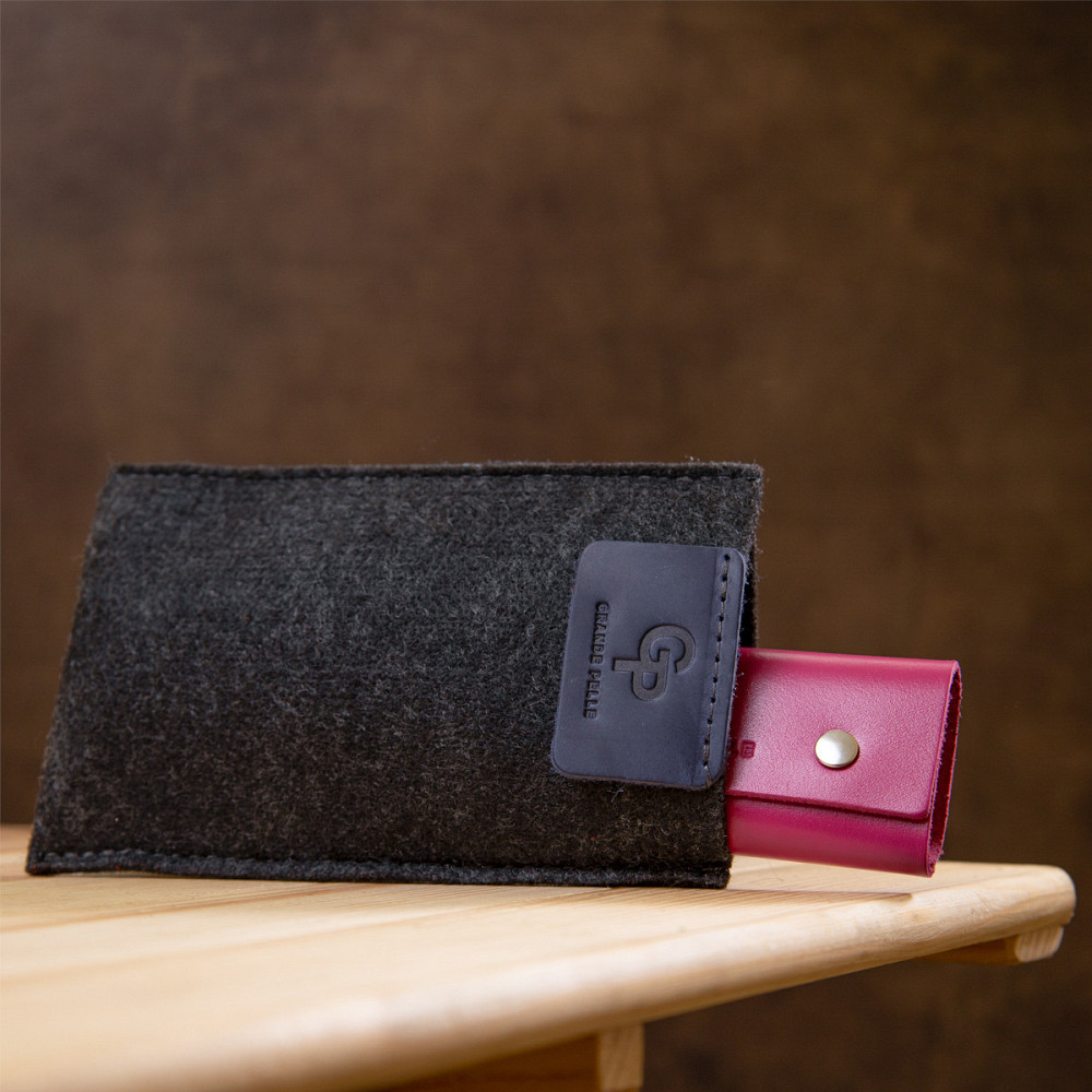 Ключница тубус кожаная на кнопках Grande Pelle 11349 Фуксия Киев - изображение 1