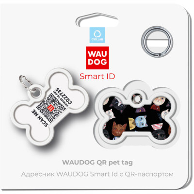 Адресник для животных WAUDOG Smart ID с QR паспортом "Кошки", кость 40х28 мм (0640-0216) Винница - изображение 5