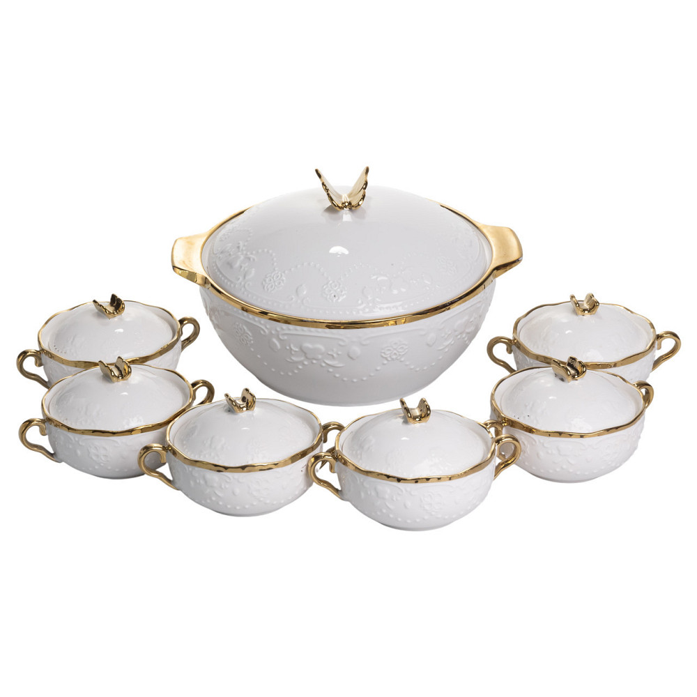 Суповий сервіз на 6 осіб супниця 3 (л) з бульйонницями 300 (мл) тарілки для супу SPW-16 Київ - фото 5