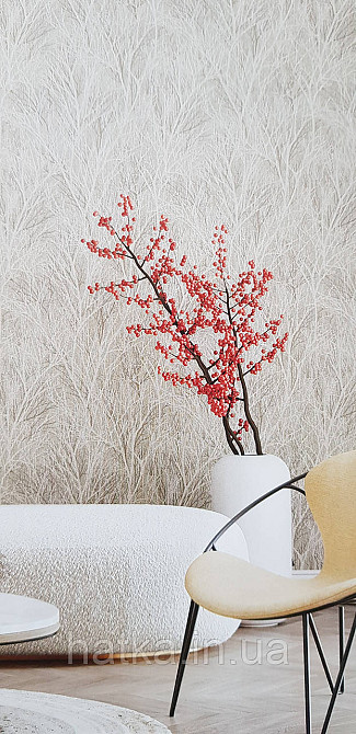 Обои виниловые на флизелине горячего тиснения Sintra Atmosphere метровые деревья ветки коричневые беж 512036 Киев - изображение 2