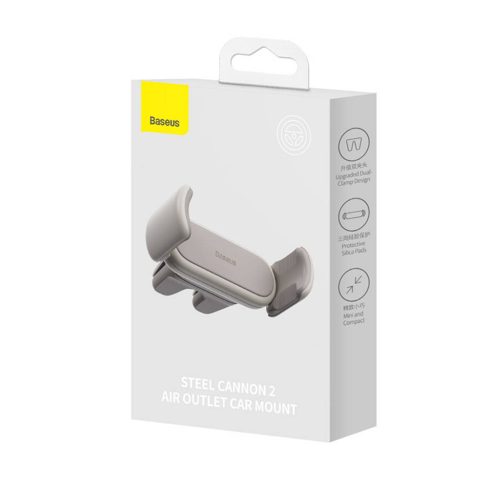 Автомобільне кріплення для смартфона 4.7-6.7" Steel Cannon 2 (На решітку) Baseus Кремово-Біле Винница - изображение 6