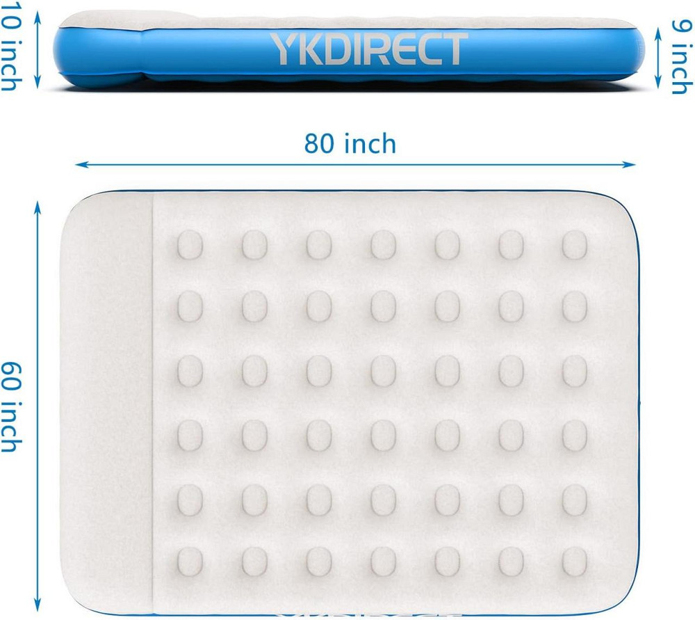 Надувной двухместный матрас YKDIRECT AB100 синий велюровый 203×152×22 см с подушкой PVC водонепроницаемый для Киев - изображение 7