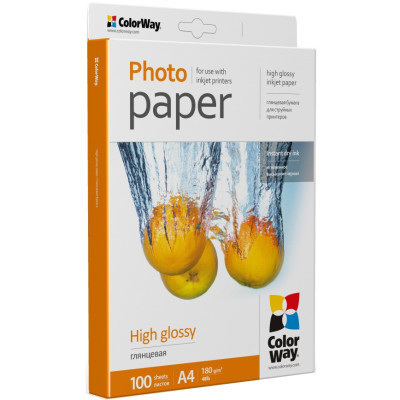 Фотобумага ColorWay A4 180г glossy 100л, картон-пак (PG180100A4) Винница - изображение 2