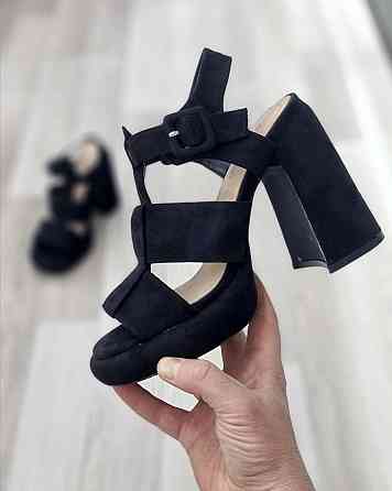 Meideli Літні босоніжки жіночі чорні з еко-шкіри на стійких підборах MEIDELI -6 р. 36-40 Коломия