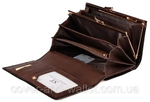 Жіночий лаковий шкіряний гаманець золотистого кольору ST Leather S9001A Київ - фото 6