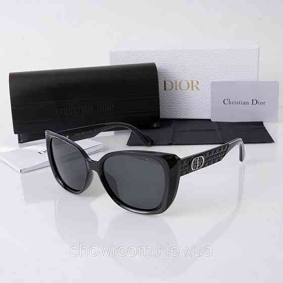 Сонцезахисні брендові жіночі окуляри з поляризацією (1552) чорні Київ