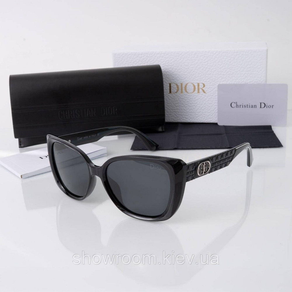 Сонцезахисні брендові жіночі окуляри з поляризацією (1552) чорні Київ - фото 1