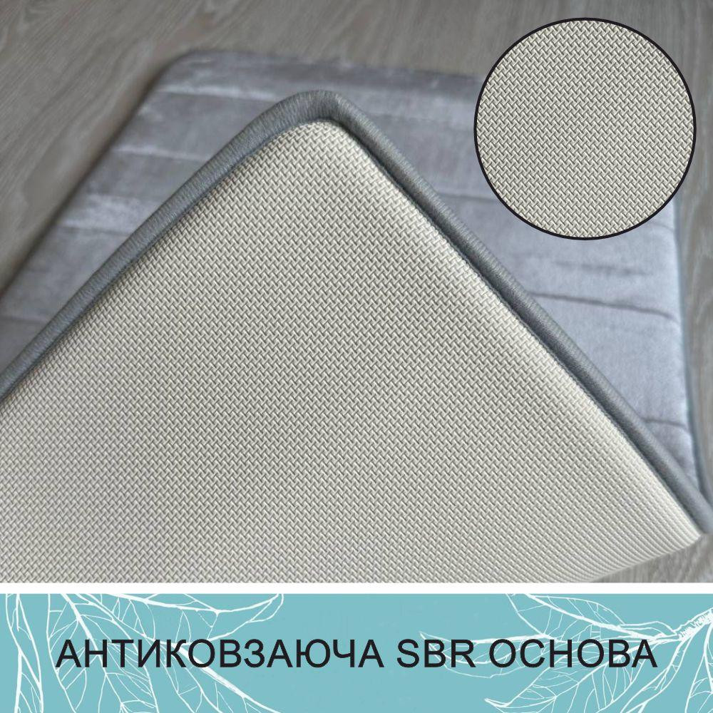 Набор 3 коврика для ванной Aquarius с эффектом памяти 50х80 см, 40х60 см, U-образный 50х50 см Серый в полоску Буча - изображение 5