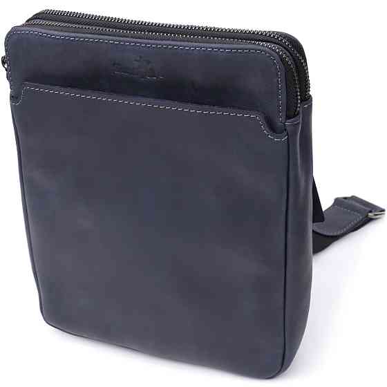 Практична чоловіча сумка через плече із вінтажної натуральної шкіри Shvigel 20867_1 Синій Київ