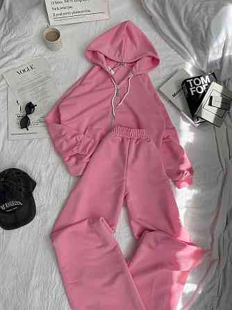 Женский прогулочный оверсайз костюм: кофта на молнии и штаны турецкая трехнить петля Барби Одесса