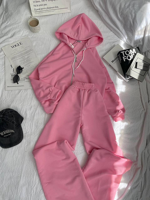 Женский прогулочный оверсайз костюм: кофта на молнии и штаны турецкая трехнить петля Барби Одесса - изображение 2