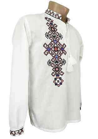 Чоловіча  натуральна вишиванка з  цікавою вишивкою на спині Київ