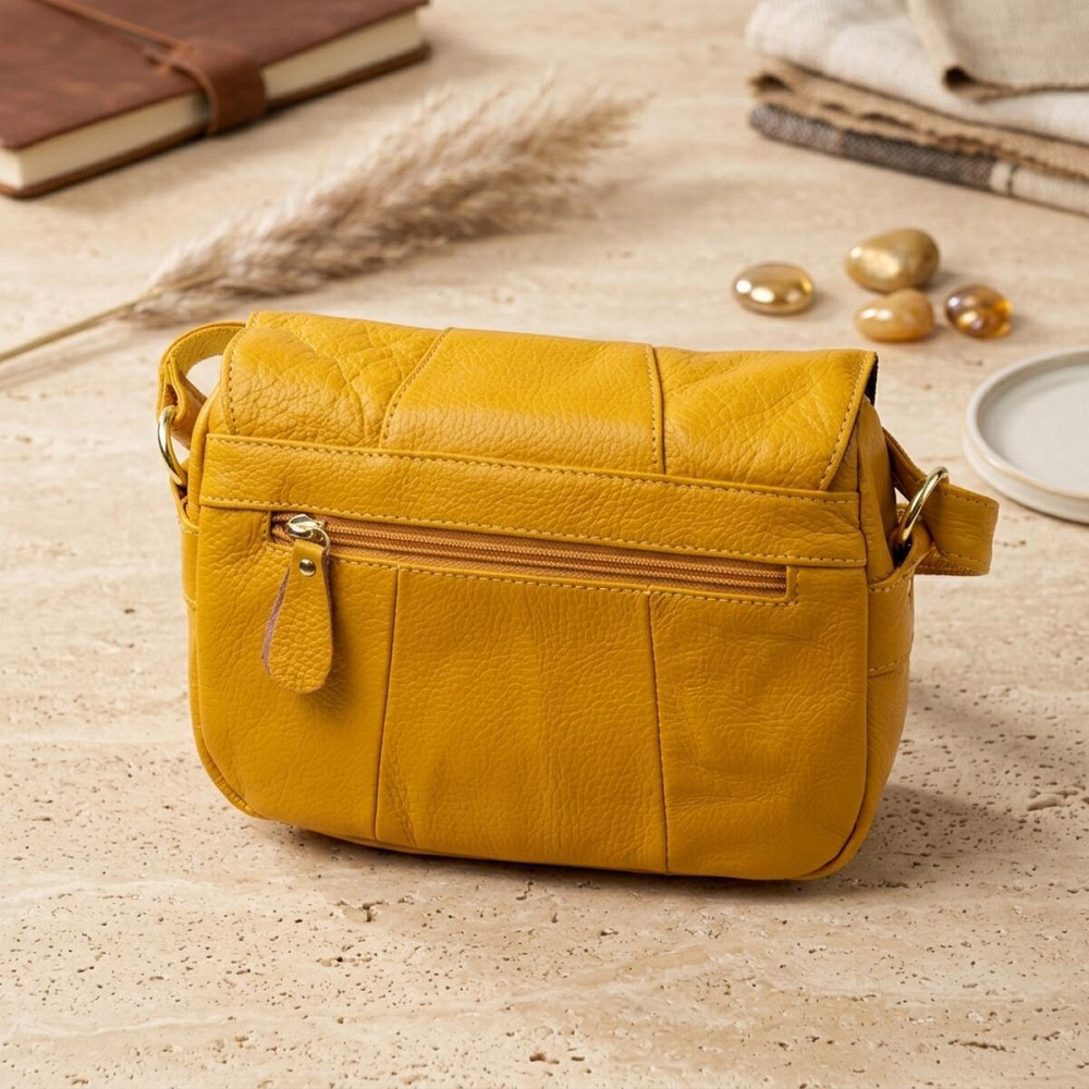 Шкіряна сумка для жінок на день Vintage 22969 Жовтий Київ - фото 13